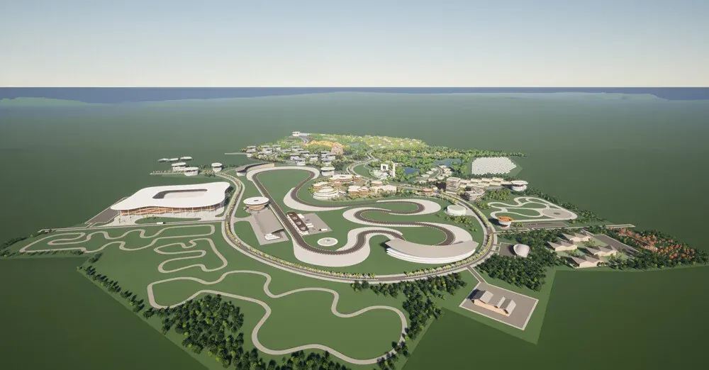 Rendering of the Indian Ocean Motorsport Intelligent Green City